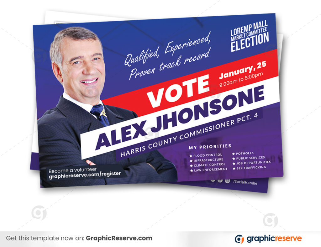 Election Campaign Political Postcard Design Template - Direct Mail Template