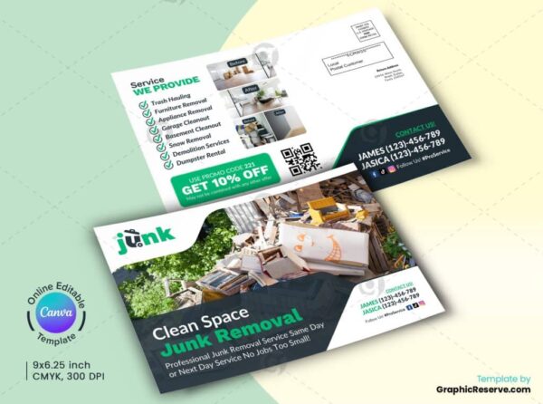 Junk Removal Direct Mail Layout Canva Design