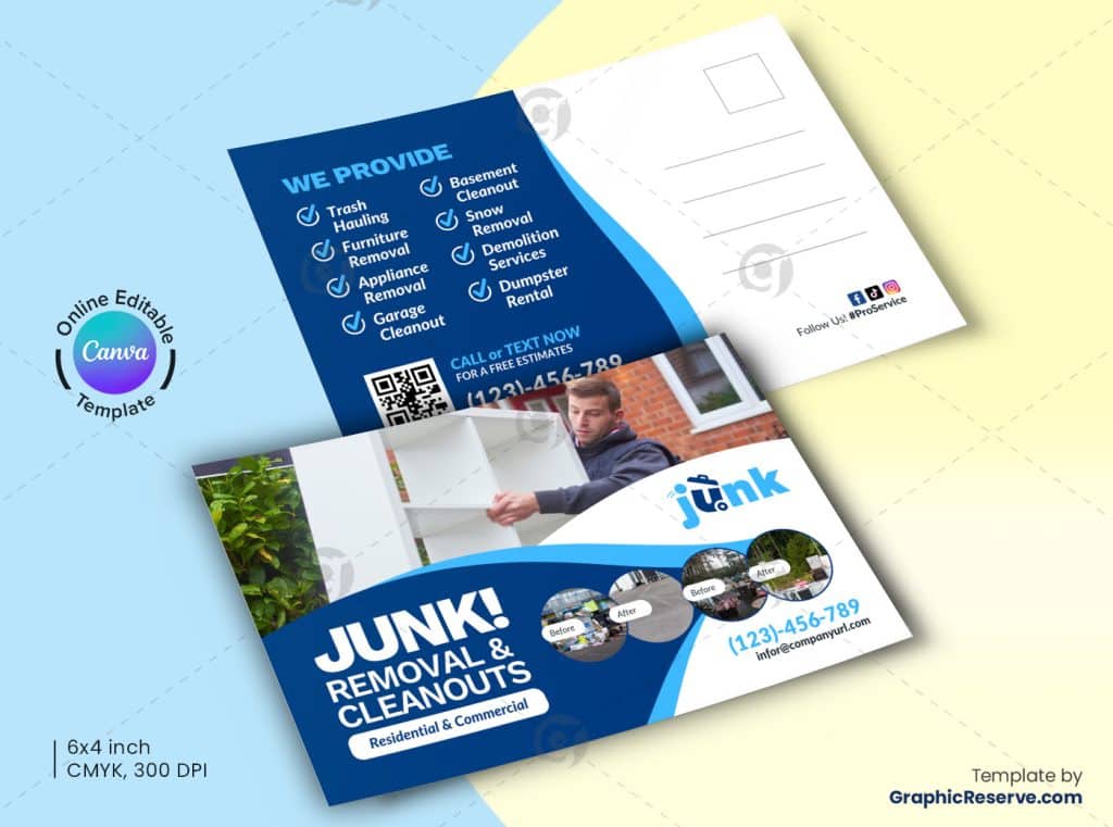 Junk Removal and Cleanouts Direct Mail Template Canva - Direct Mail ...