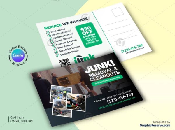 Junk Removal Direct Mail Canva Layout Design