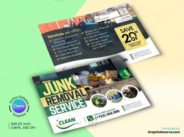 Junk Removal Service Direct Mail Layout Canva Model