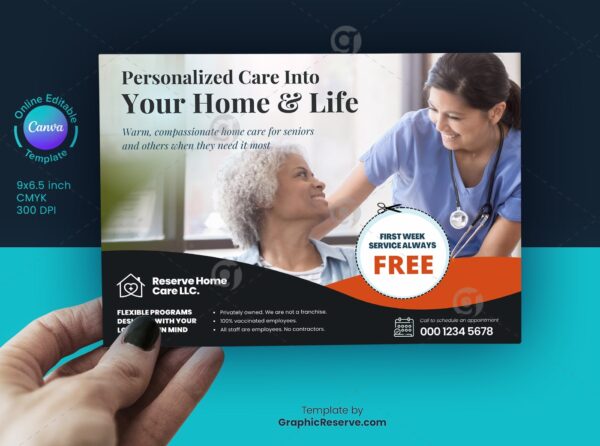 In-Home Care EDDM Postcard Layout Canva Model