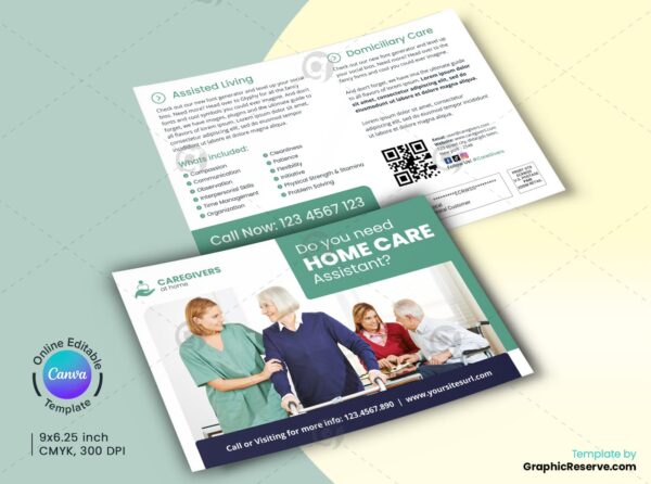 Home Care Assistant Direct Mail Layout Canva