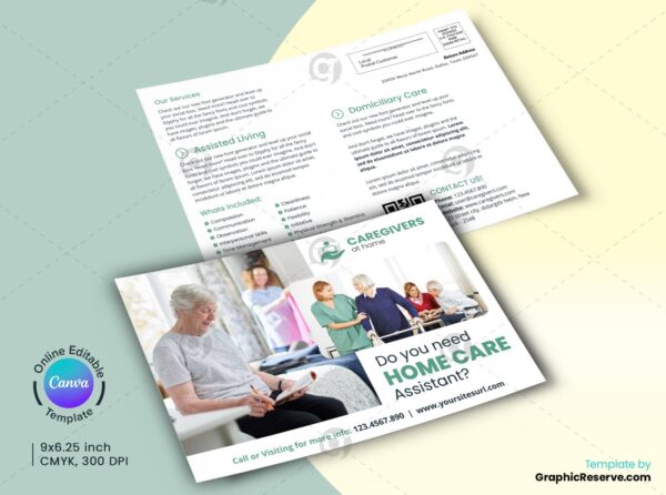 Home Care Assistant Postal Card Canva Design