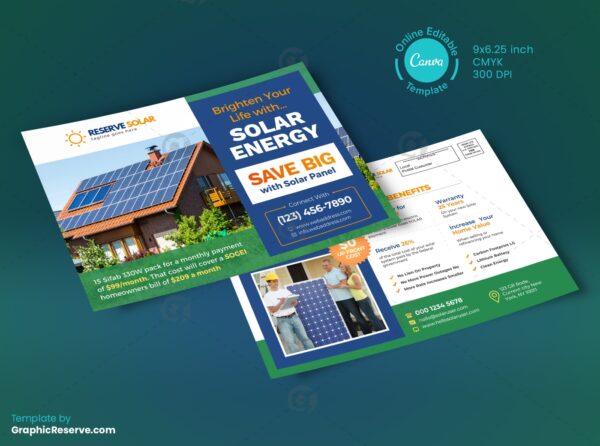 Save Big with Solar Panel EDDM Canva Format
