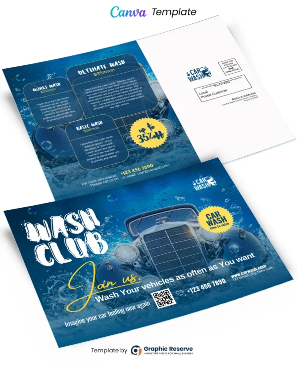 Car Wash EDDM Mailer Template – Fully Editable Canva Design