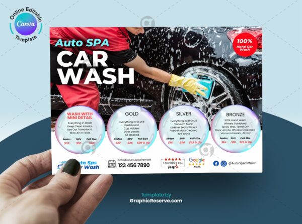 Car Wash and Detailing Direct Mail EDDM Postcard (Canva Template)