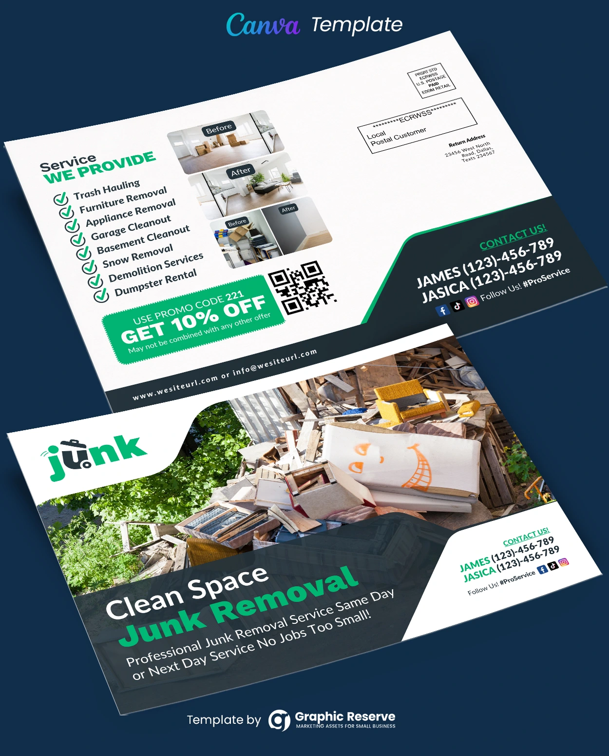 Clean Space Junk Removal Canva EDDM Postcard