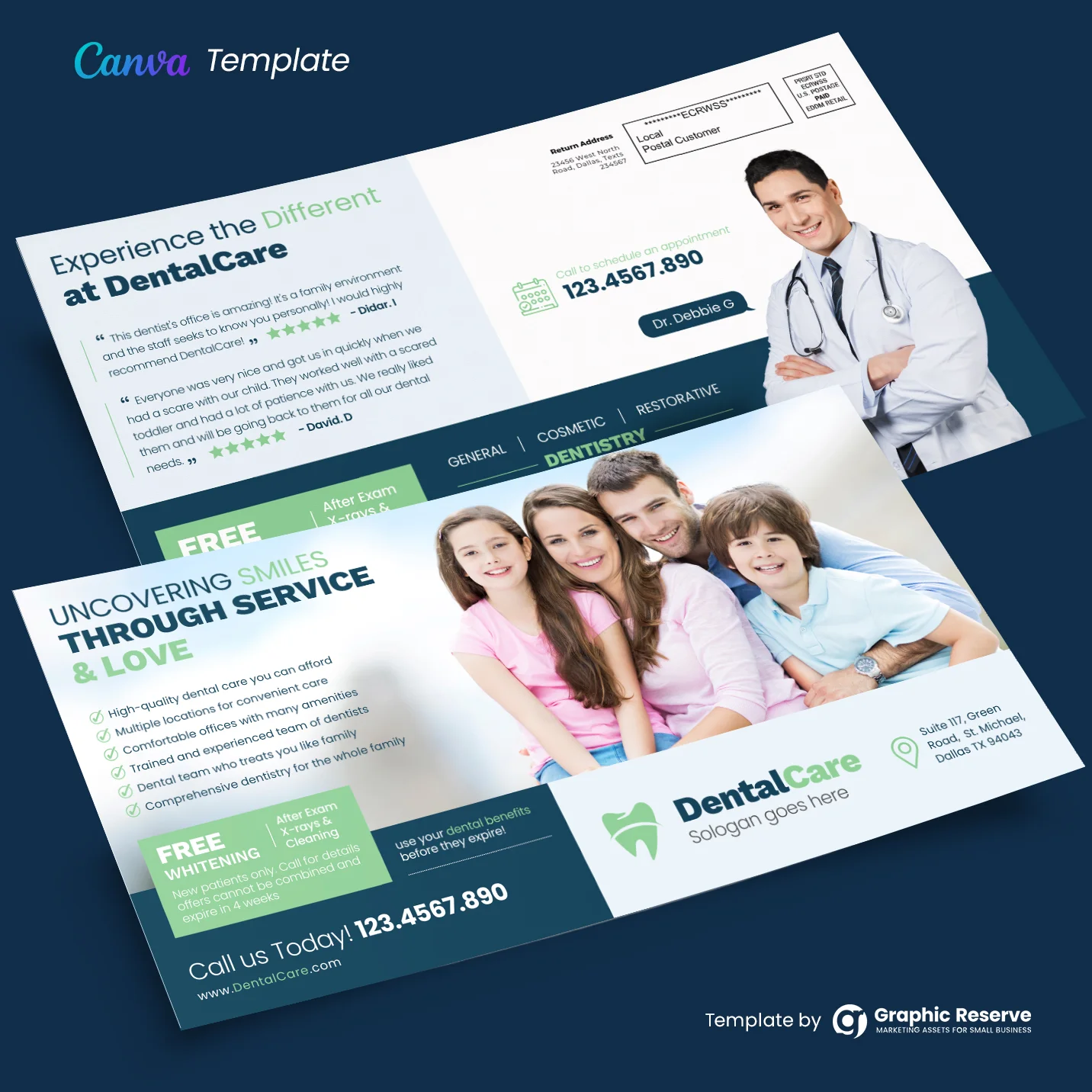 Dental Direct Mail Postcard Design (Canva Template)