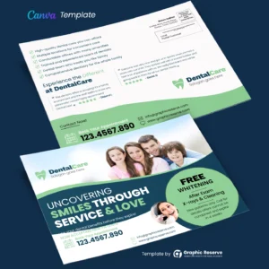 Dental Service Advertising EDDM Mailer Design Canva Template