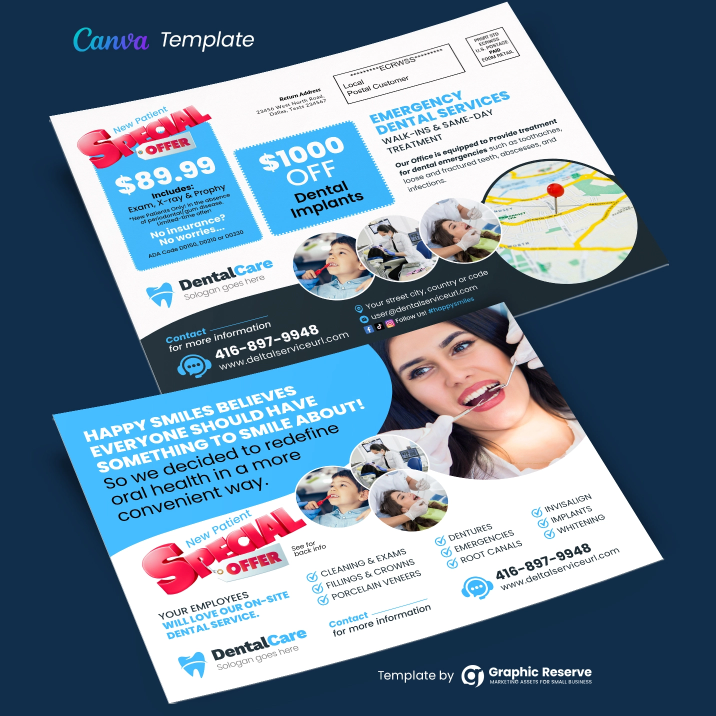 Dental Service EDDM Mailer Canva Template
