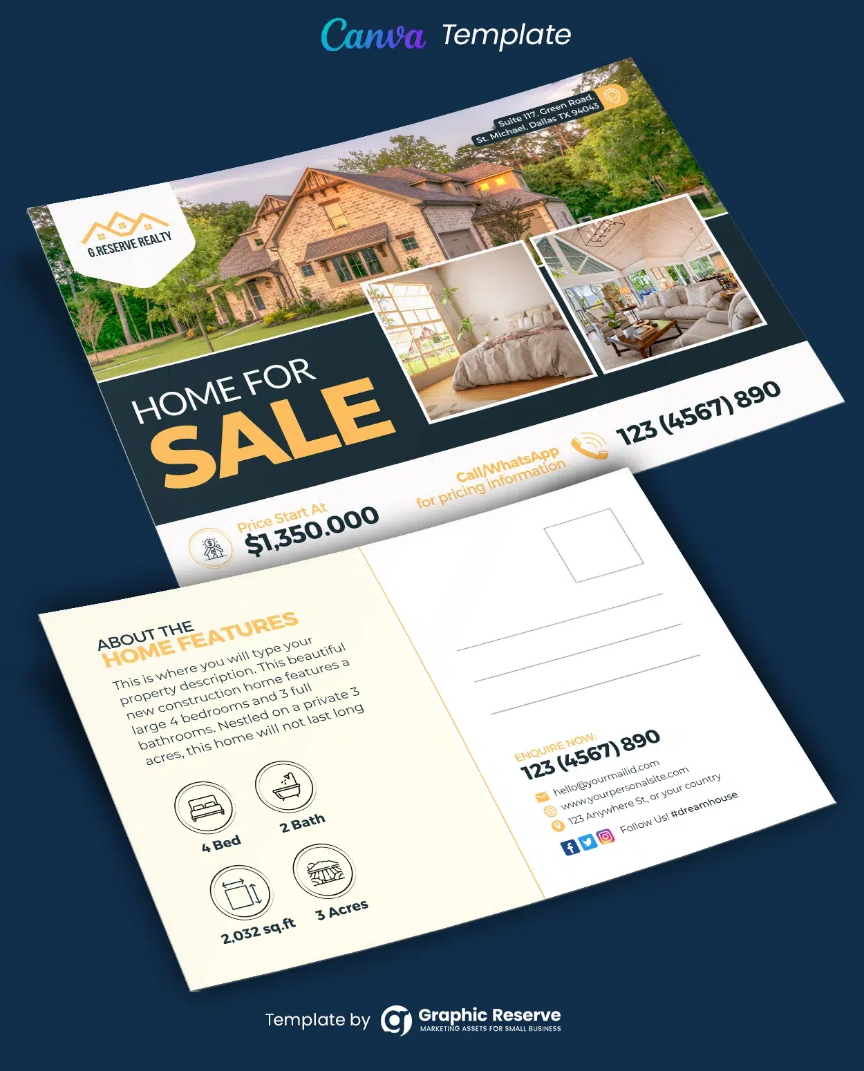 Home for Sale EDDM Postcard Template - Editable in Canva