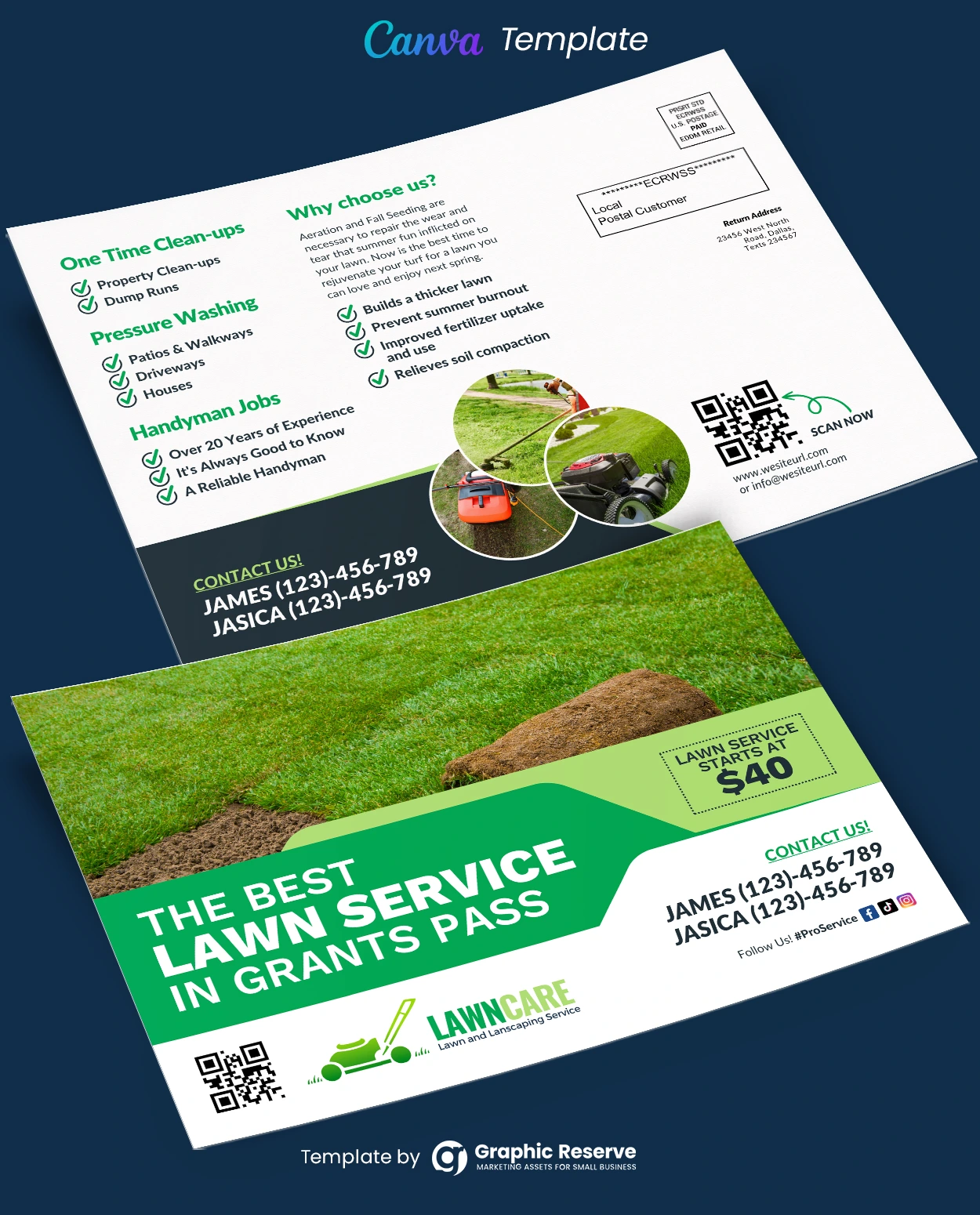 Lawn Care Canva EDDM Mailer Design Template