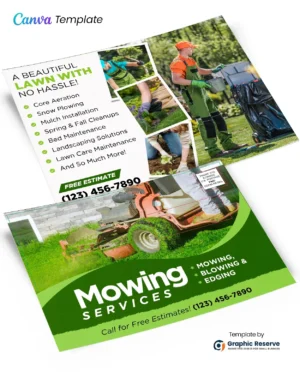 Lawn Care Landscaping Mowing Services EDDM Postcard Canva Template