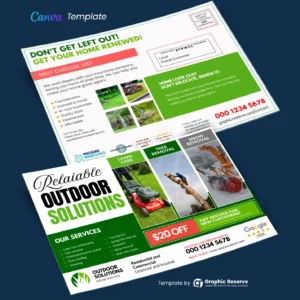 Lawn Care, Tree, & Snow Removal Service Direct Mail Postcard Canva Template