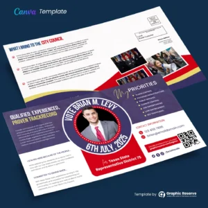 Political Mailer Template (Online editable Canva format)