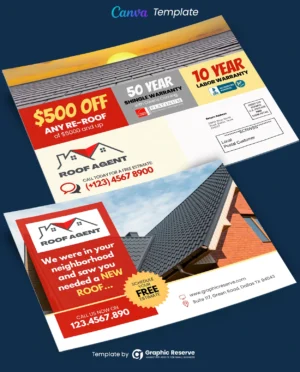 Re-Roofing EDDM Mailer Design Canva template