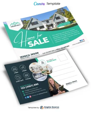 Real Estate Home for Sale Postcard Template - Canva Ready Design