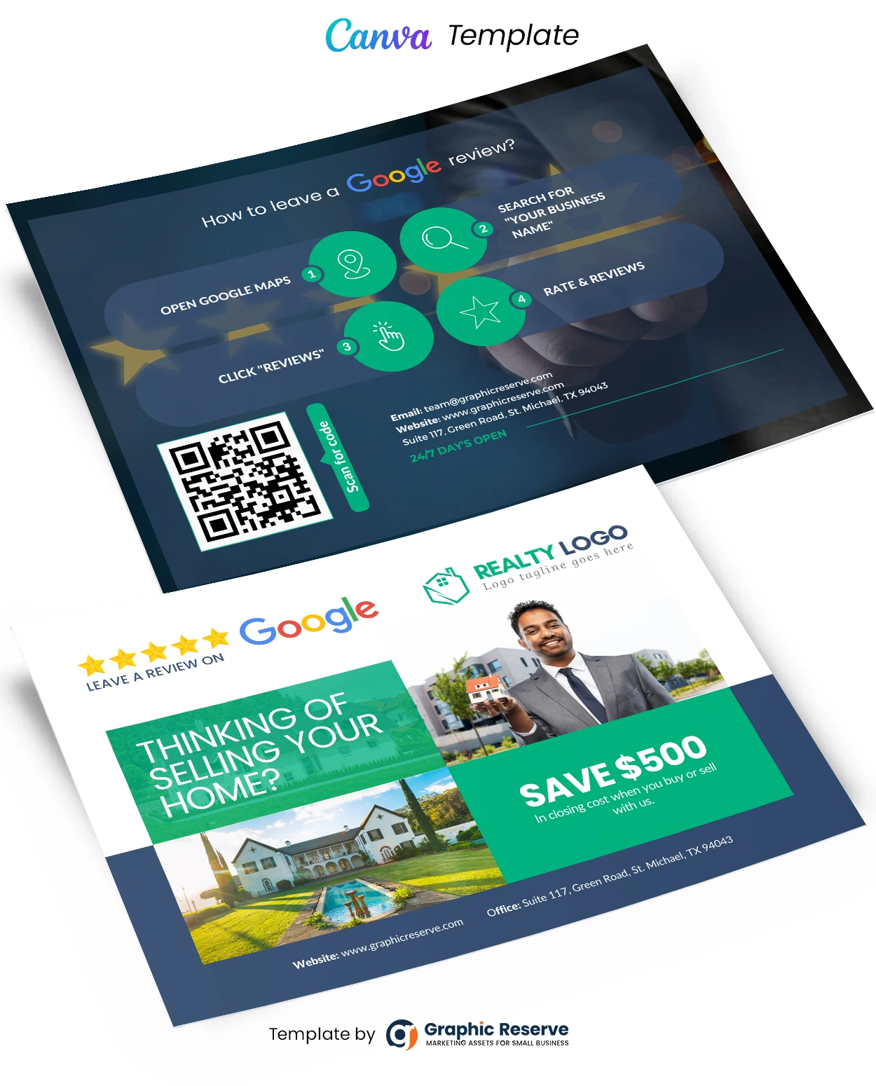 Real Estate Review PostCard Design Canva Template