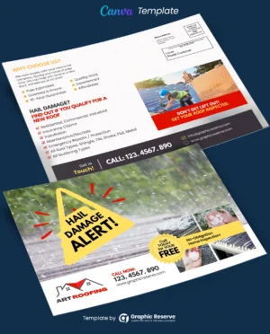 Roof Hail Damage Alert EDDM Mailer Design Canva template