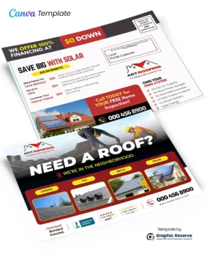 Roof Repairing Service EDDM Mailer Design Canva Template