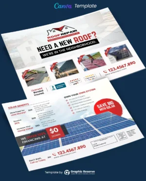 Roof Repairing Service EDDM Mailer Design (Canva template)