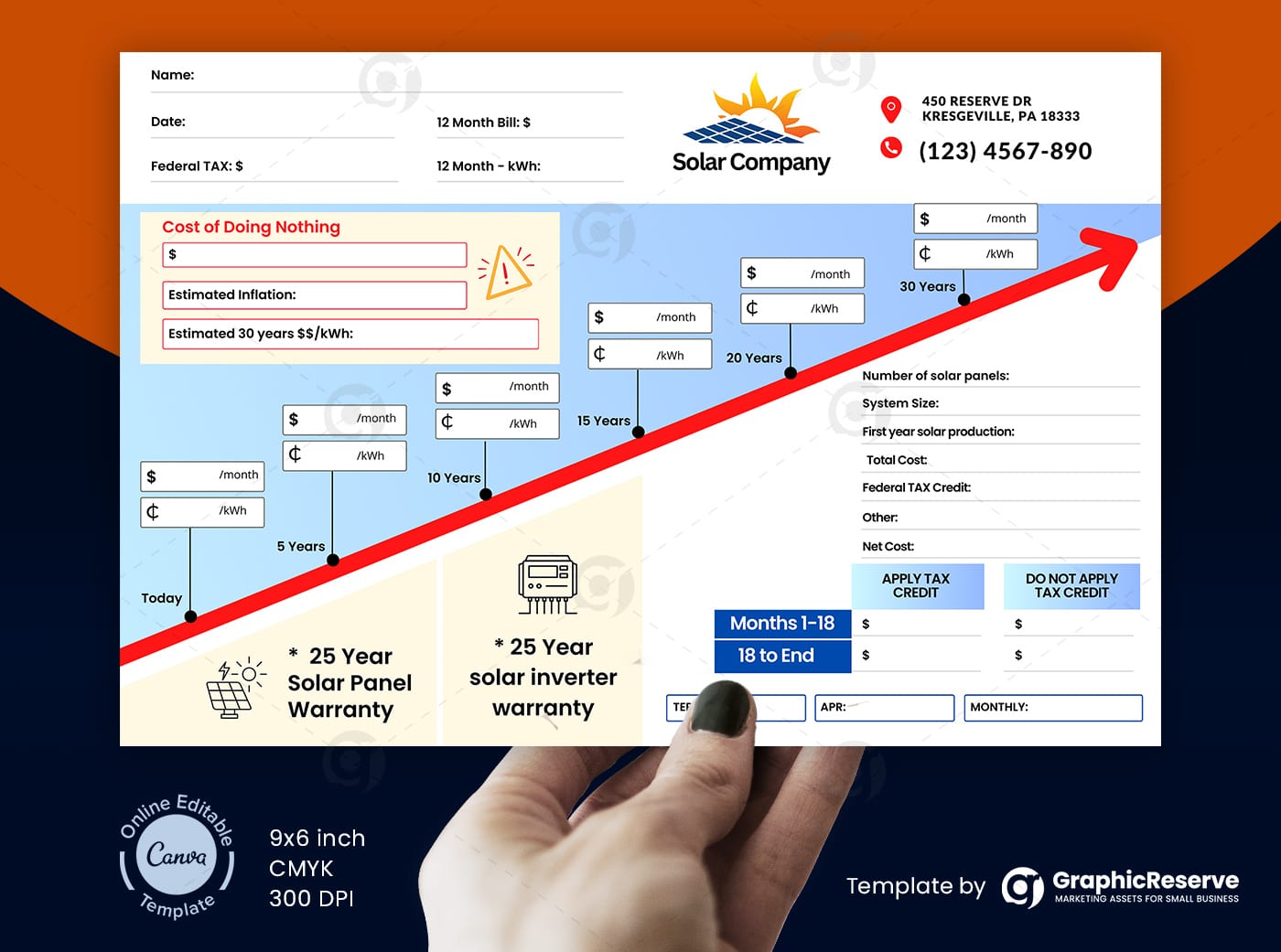 Solar Costing / Price Quote Flyer/Postcard Template (Canva Format)