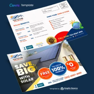 Solar Direct Mail Marketing Postcard Template