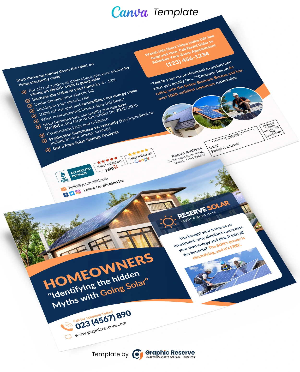 Solar EDDM Postcard Design Canva Template