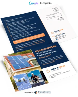Solar Marketing Mailer Design Canva Template