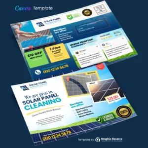 Solar Panel Cleaning Direct Mail EDDM Postcard Design Canva Template