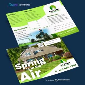 Spring Is In The Air Landscaping Lawn Care EDDM Postcard Canva Template
