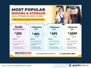 Moving and Storage EDDM Postcard with Pricing Table